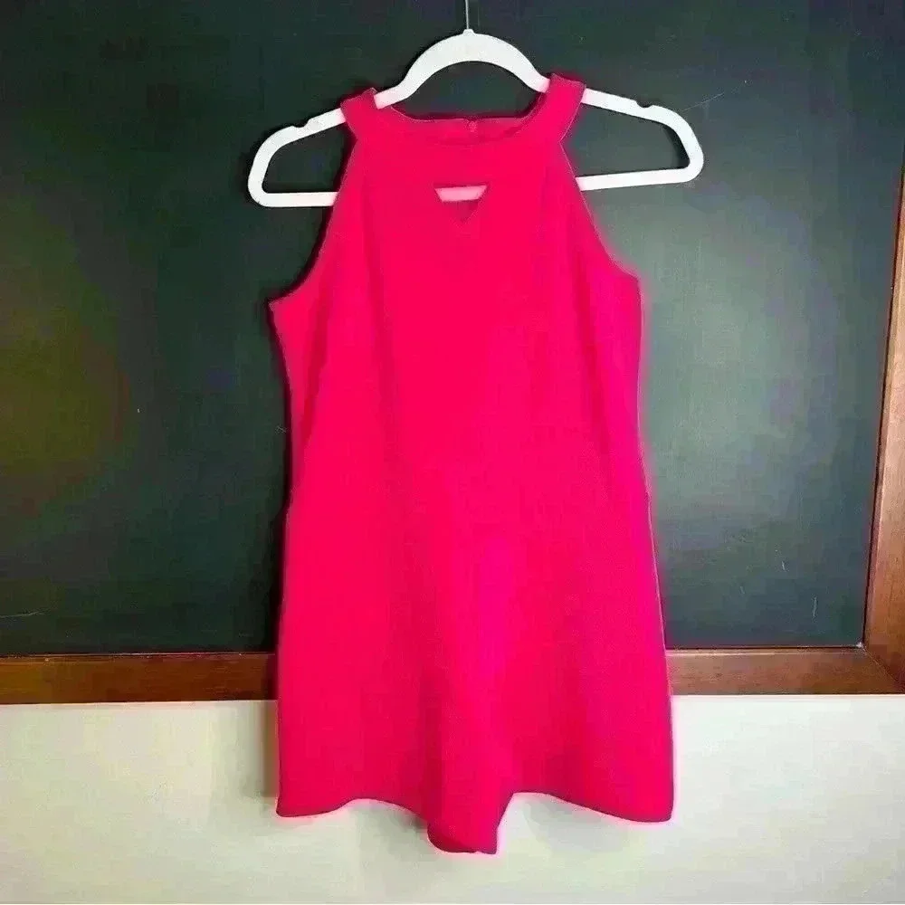 Children's Place Girls Size 16 Romper Hot Pink Sleeveless Back Zip High Neck